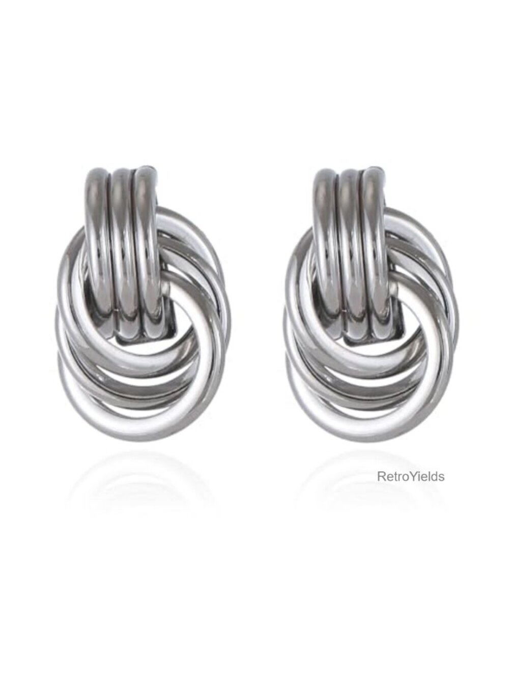 Statement Geometric Knot Link Drop Dangle Earrings Gold Silver Alloy